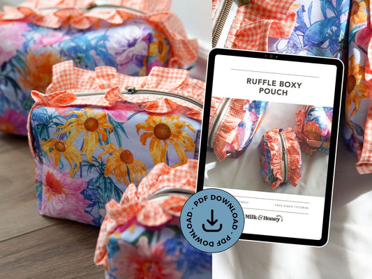 Ruffle Boxy Makeup Pouch PDF Pattern