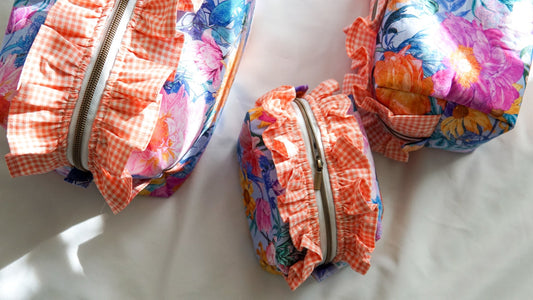 Ruffle Boxy Makeup Pouch