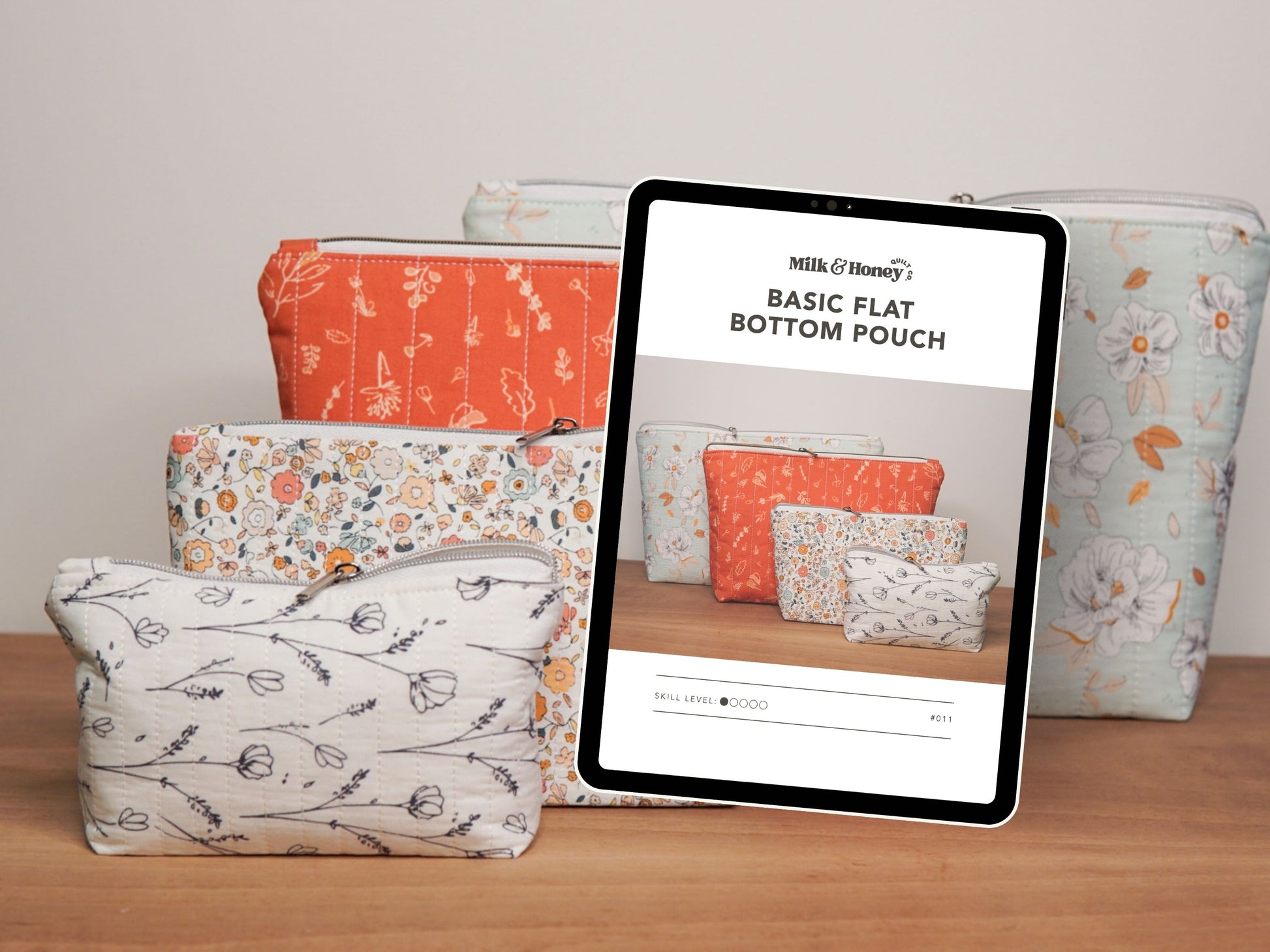 Basic Flat Bottom Zipper Pouch PDF Sewing Pattern