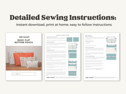 Basic Flat Bottom Zipper Pouch PDF Sewing Pattern