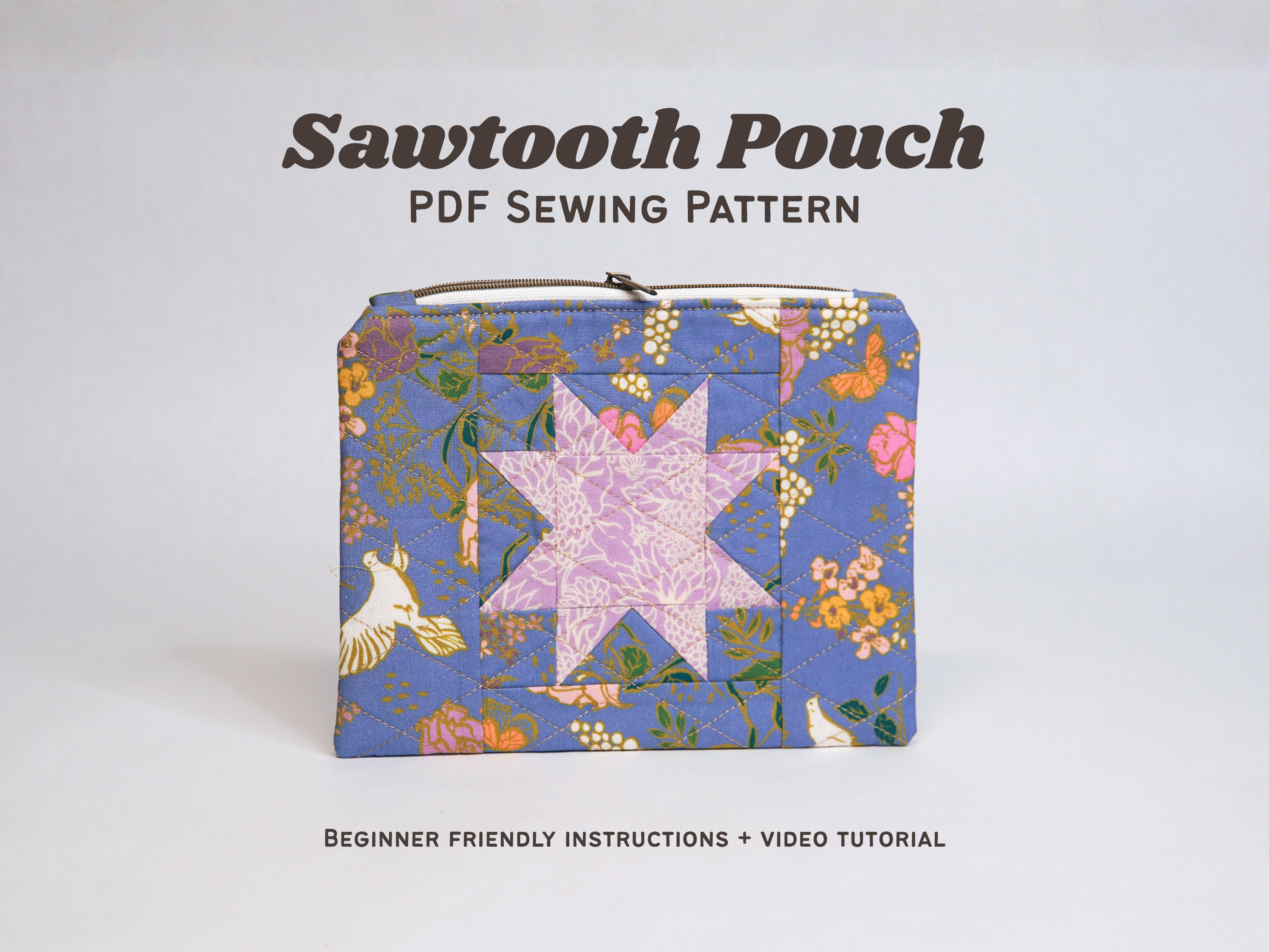 Sawtooth Star Quilted Zipper Pouch PDF Pattern