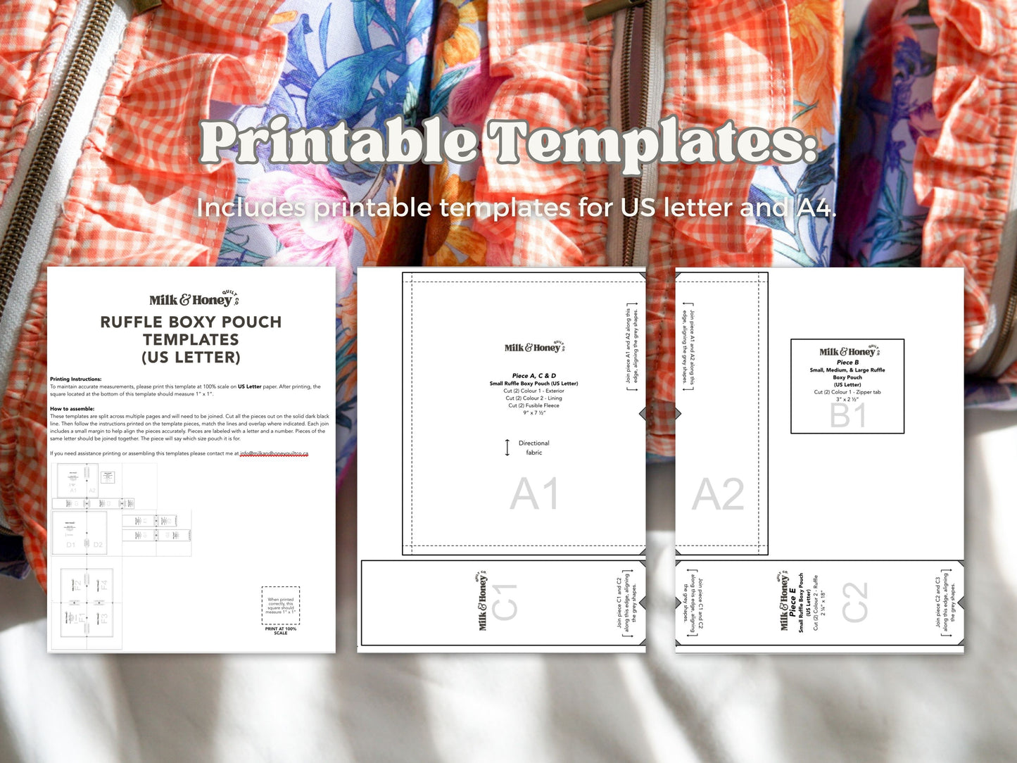 Ruffle Boxy Makeup Pouch PDF Pattern