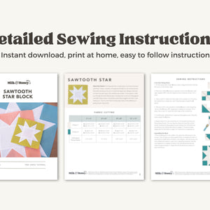 Sawtooth Star Quilt Block PDF Pattern