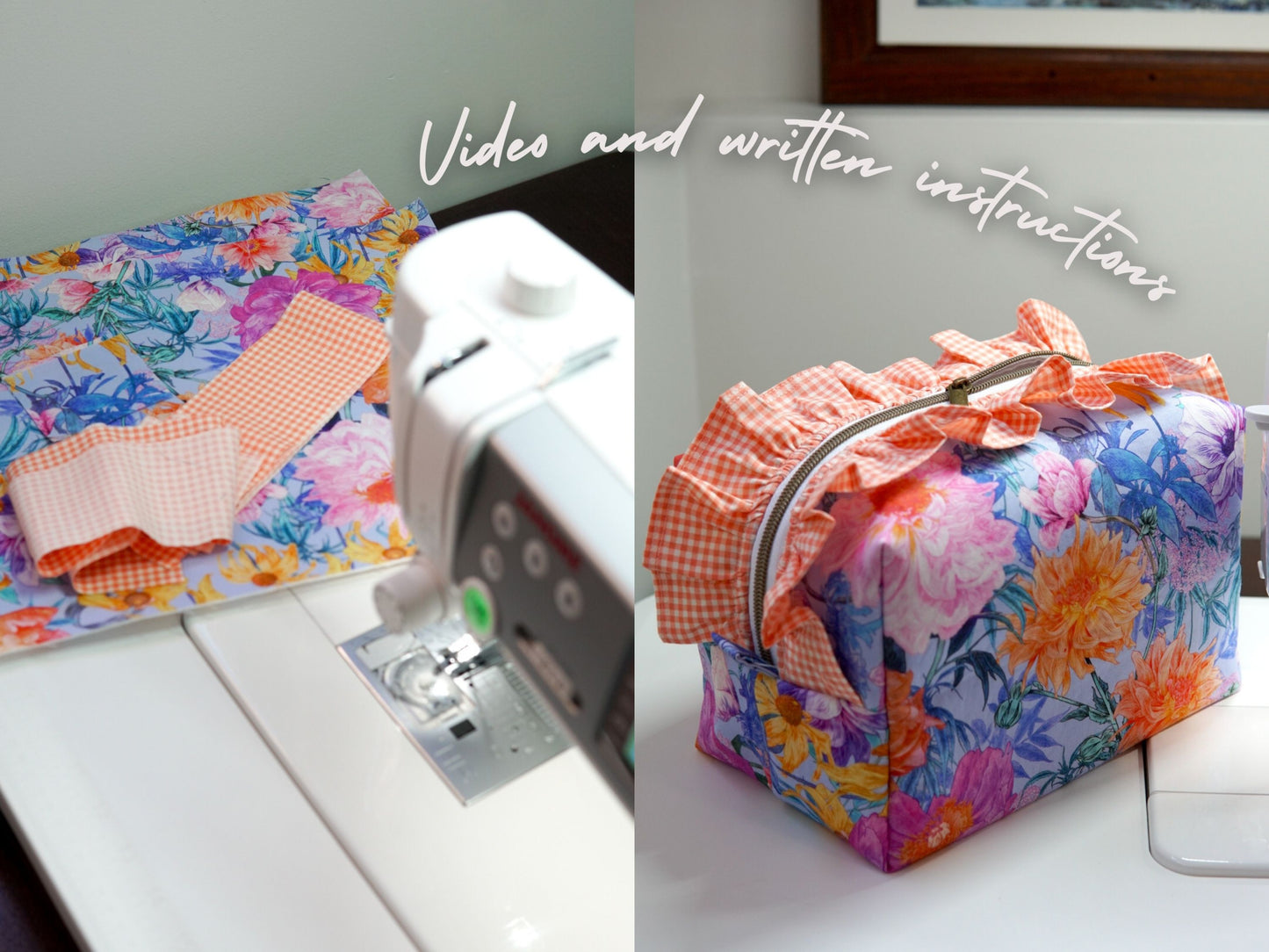 Ruffle Boxy Makeup Pouch PDF Pattern