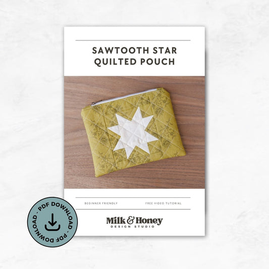Sawtooth Star Quilted Zipper Pouch PDF Pattern