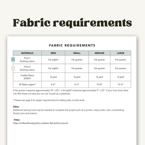 Basic Flat Bottom Zipper Pouch PDF Sewing Pattern