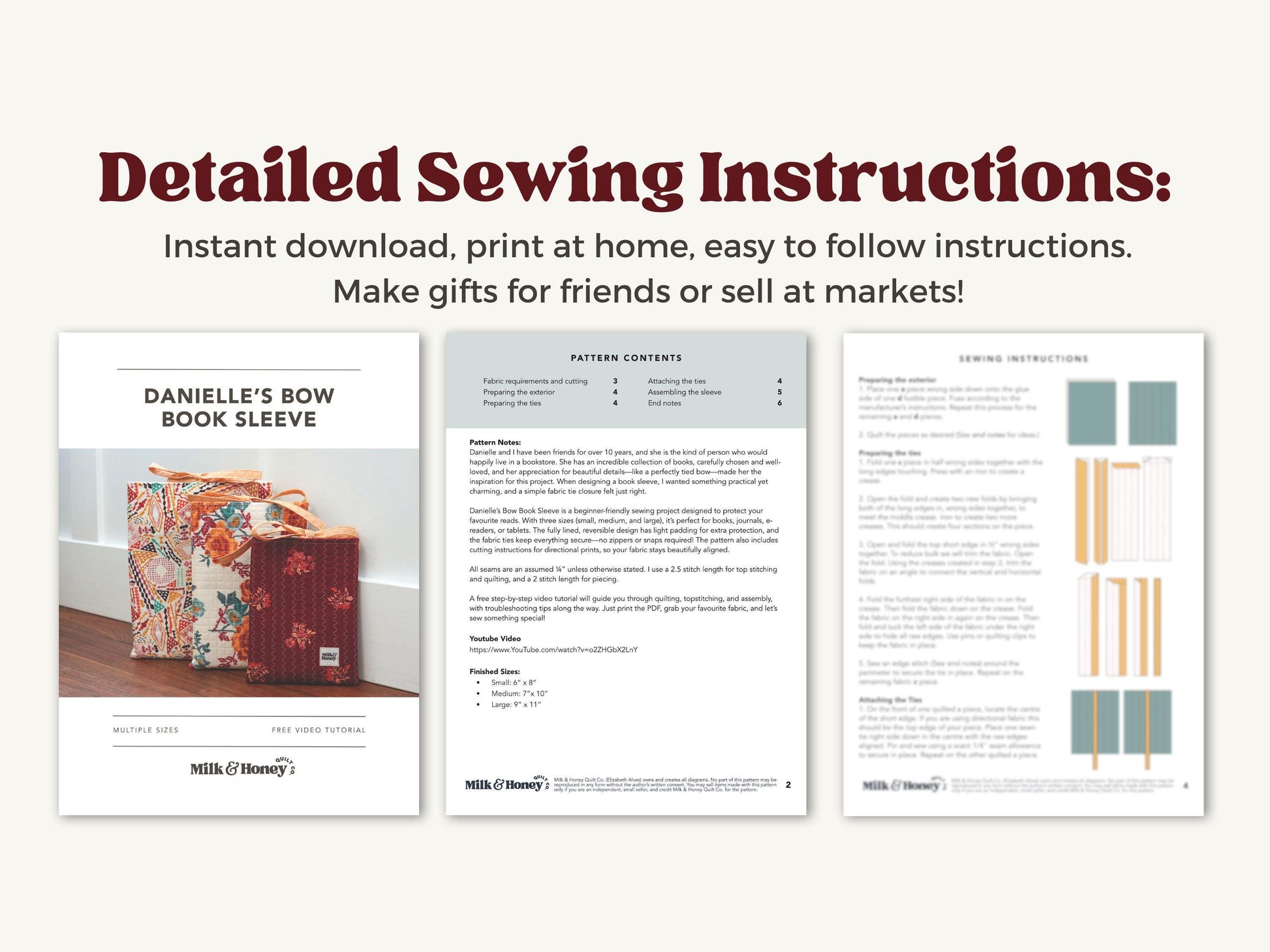 Danielle's Bow Book Sleeve PDF Pattern