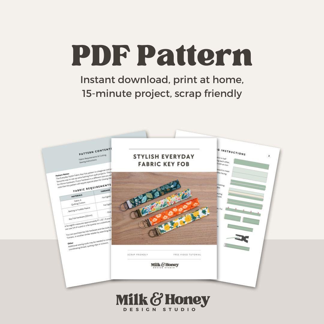 Everyday Stylish Fabric Key Fob PDF Pattern