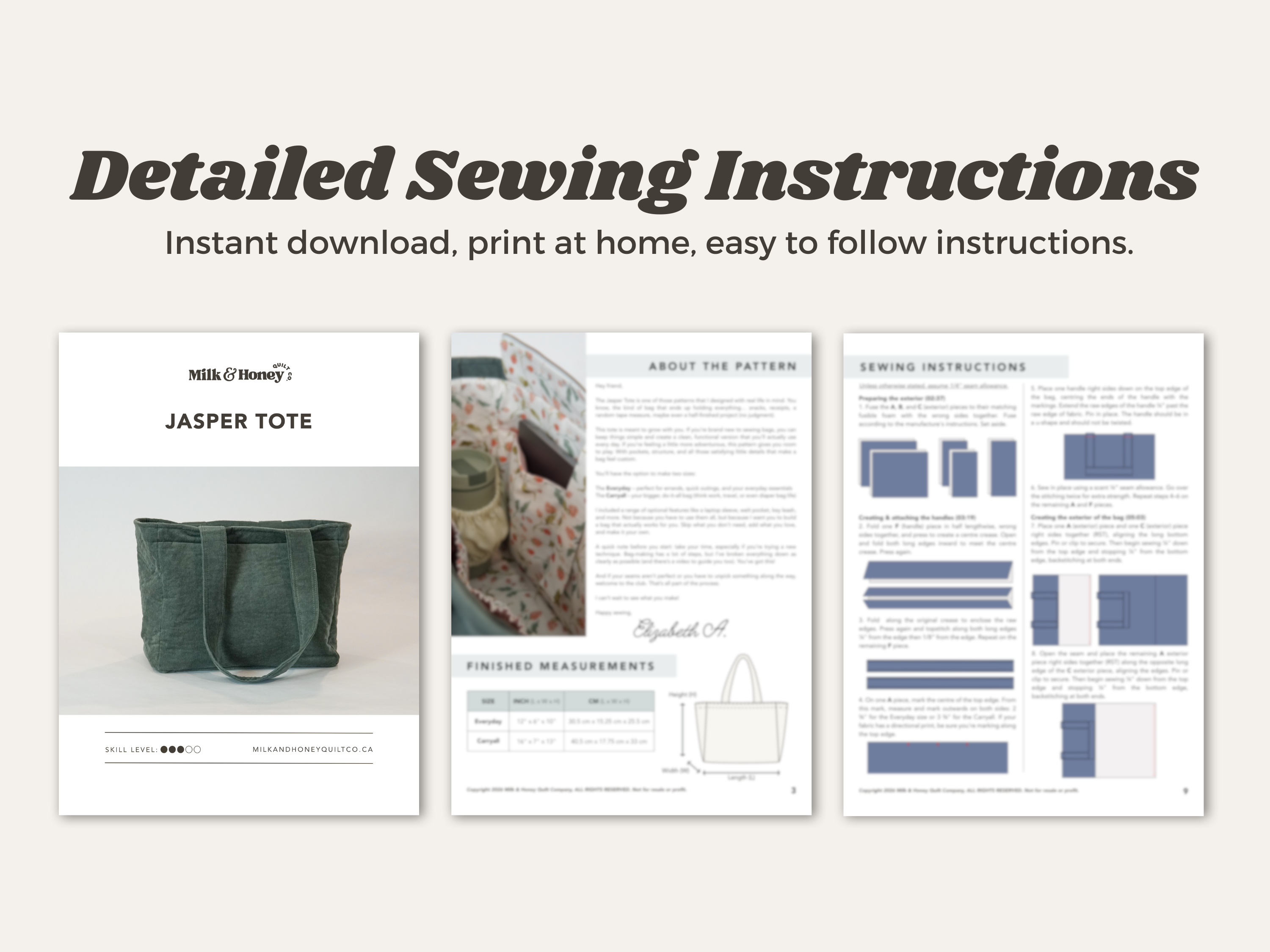 Jasper Tote PDF Sewing Pattern